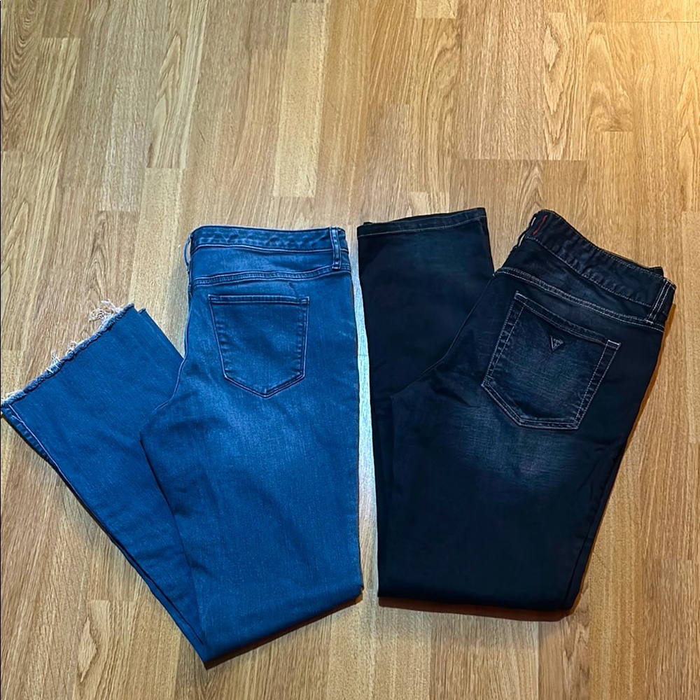Mossimo & Guess Women's Blue and Dark Mid Rise Skinny & Boot Jean Set Waist 31 - Picture 2 of 15